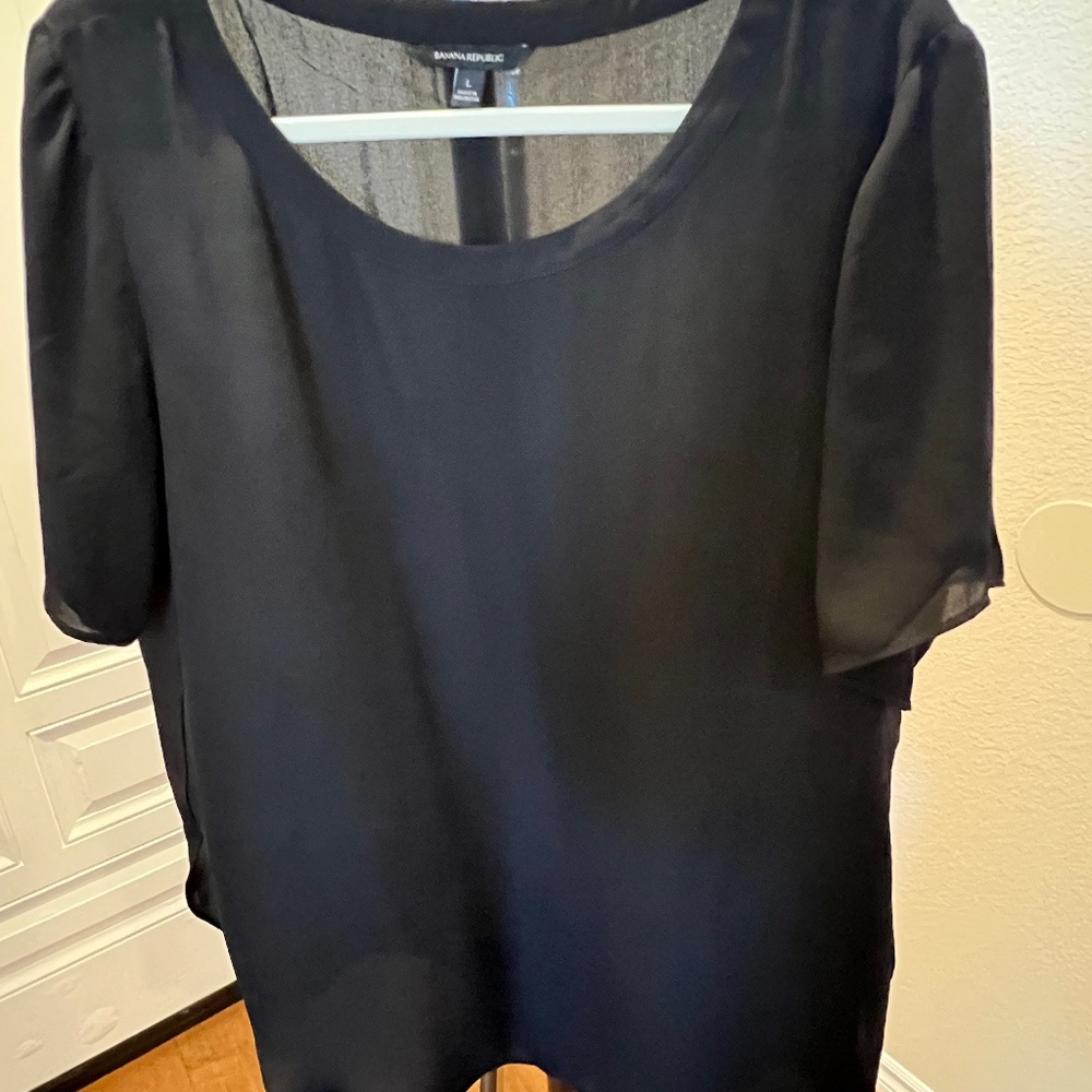 Banana Republic Women's Top, Short Sleeve, Color Black, Size Large